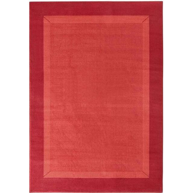 THE RUGS Designer Velours Band Rug & Runner Polypropylene Short Pile Rug in Red - Size: 160 cm x 230 cm - image 1
