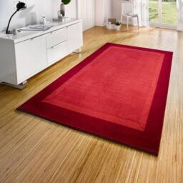 THE RUGS Designer Velours Band Rug & Runner Polypropylene Short Pile Rug in Red - Size: 160 cm x 230 cm - thumbnail 3