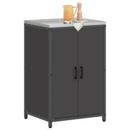 Berkfield Home Kitchen Storage Cabinet with Shelf with Storage with Door Black Steel - thumbnail 3