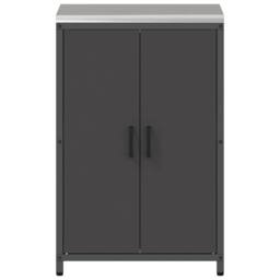 Berkfield Home Kitchen Storage Cabinet with Shelf with Storage with Door Black Steel - thumbnail 7