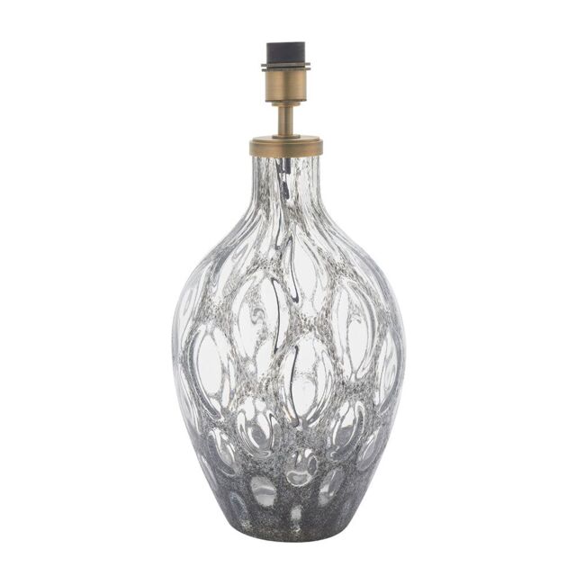 Loops Large Charcoal Tinted Glass Table Lamp Light Base - Antique Brass Metalwork in Clear - image 1
