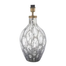Loops Large Charcoal Tinted Glass Table Lamp Light Base - Antique Brass Metalwork in Clear
