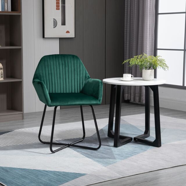 HOMCOM Modern Accent Chair Velvet-Feel Upholstered Lounge Armchair in Green - image 1