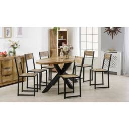 Indian Hub Surrey Oval Dining Table 6-8 Seater - Solid Mango Wood/Metal in Brown - thumbnail 8