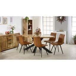 Indian Hub Surrey Oval Dining Table 6-8 Seater - Solid Mango Wood/Metal in Brown - thumbnail 9