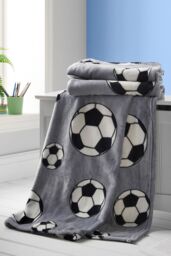 Catherine Lansfield 'Football' Throw in Grey - Size: 130 cm x 170 cm - thumbnail 1
