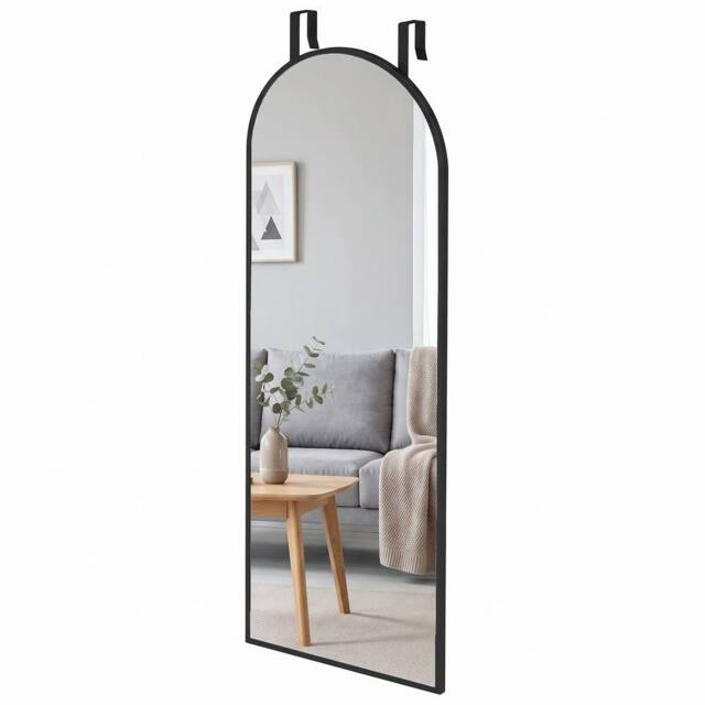 HOMCOM 40 x 110 cm Full Length Hanging Mirror, Arched Mirror, Black - image 1