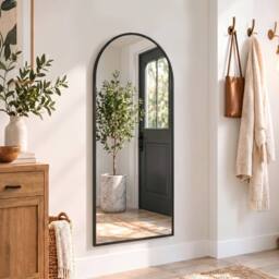 HOMCOM 40 x 110 cm Full Length Hanging Mirror, Arched Mirror, Black - thumbnail 2