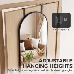 HOMCOM 40 x 110 cm Full Length Hanging Mirror, Arched Mirror, Black - thumbnail 5