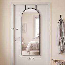 HOMCOM 40 x 110 cm Full Length Hanging Mirror, Arched Mirror, Black - thumbnail 3