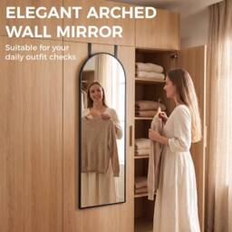 HOMCOM 40 x 110 cm Full Length Hanging Mirror, Arched Mirror, Black - thumbnail 4