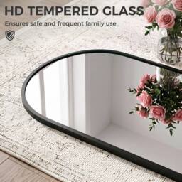 HOMCOM 40 x 110 cm Full Length Hanging Mirror, Arched Mirror, Black - thumbnail 6