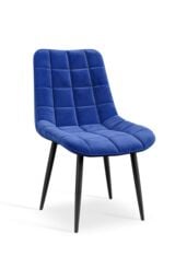 More4Homes Set of 6 Nova Modern Velvet Dining Chair Padded Seat Metal Legs in Blue - thumbnail 2