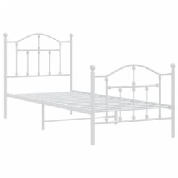 Berkfield Home Metal Bed Frame with Headboard & Footboard White 90x200 cm - thumbnail 4