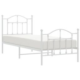 Berkfield Home Metal Bed Frame with Headboard & Footboard White 90x200 cm - thumbnail 3