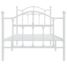 Berkfield Home Metal Bed Frame with Headboard & Footboard White 90x200 cm - thumbnail 5