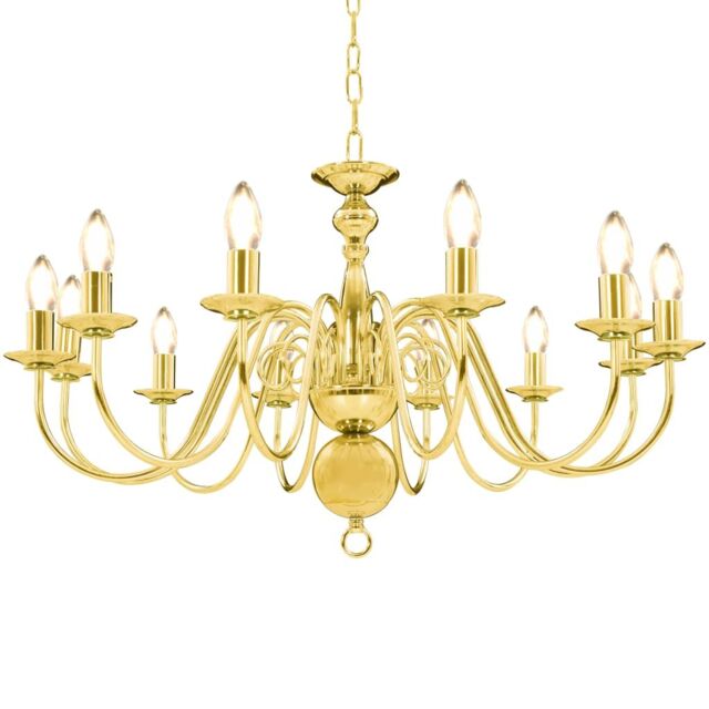 Berkfield Home Chandelier Golden 12 x E14 Bulbs in Gold - image 1