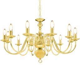 Berkfield Home Chandelier Golden 12 x E14 Bulbs in Gold - thumbnail 1