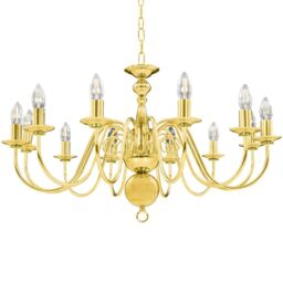 Berkfield Home Chandelier Golden 12 x E14 Bulbs in Gold - thumbnail 2
