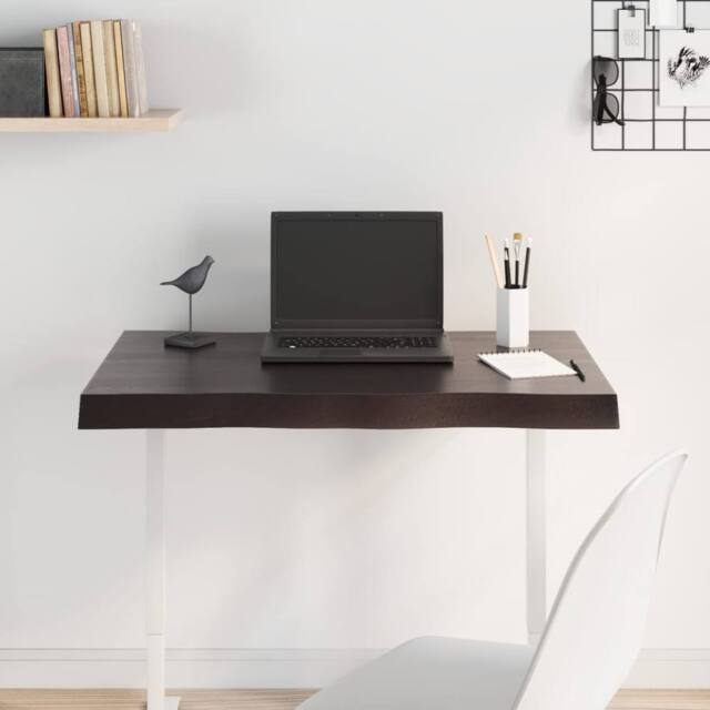 Berkfield Home Table Top Dark Grey 80x50x(2-6) cm Treated Solid Wood Live Edge in Charcoal - image 1