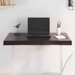 Berkfield Home Table Top Dark Grey 80x50x(2-6) cm Treated Solid Wood Live Edge in Charcoal - thumbnail 2