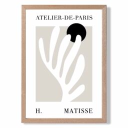 ARTZE Matisse Floral Cutout Beige & Black Exhibition Framed Print SIZE: A3 with Oak Frame - Size: A2