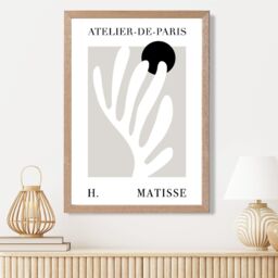 ARTZE Matisse Floral Cutout Beige & Black Exhibition Framed Print SIZE: A3 with Oak Frame - Size: A2 - thumbnail 2