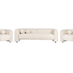 Wyld and Coco 5-Seater Off-White Velvet Sofa Set in White - thumbnail 2