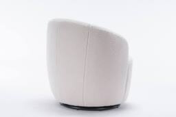 Matteo Teddy Fabric Swivel Accent Armchair - Barrel Design - Ivory White - thumbnail 4