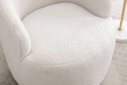 Matteo Teddy Fabric Swivel Accent Armchair - Barrel Design - Ivory White - thumbnail 3