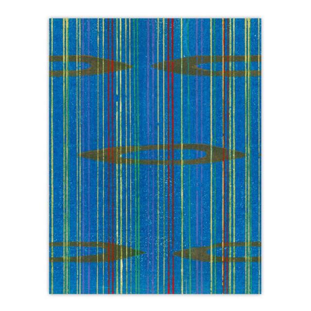 "Artery8 Blue Abstract Geometric Pattern Retro Japan Wall Art Print Korin - Size: W12"" x H16""" - image 1