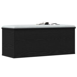 Berkfield Home Black Oak Storage Box - 90x35x35 cm - Engineered Wood - Size: 90 x 35 x 35 cm - thumbnail 3