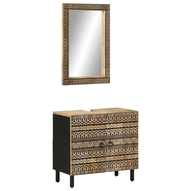 Berkfield Home 2 Piece Bathroom Furniture Set Solid Wood Mango in Brown - image 1