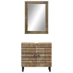Berkfield Home 2 Piece Bathroom Furniture Set Solid Wood Mango in Brown - thumbnail 3