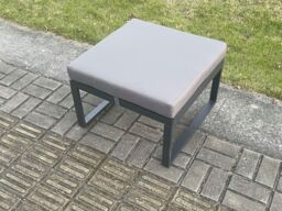Fimous Aluminium Patio Outdoor Garden Furniture Lounge Sofa Set with Oblong Coffee Table 3 Footstools Dark Grey - thumbnail 5
