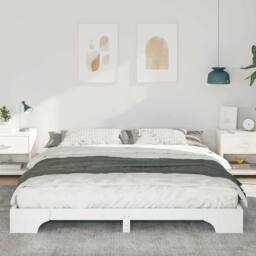 Berkfield Home Stylish Floor Bed Frame White 180 x 210 cm Solid pine wood - thumbnail 4