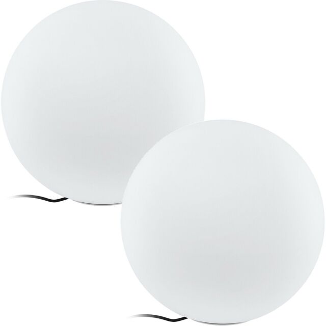 Loops 2 PACK IP65 Outdoor Garden Ball Light White Plastic 1x 40W E27 500mm Globe - image 1