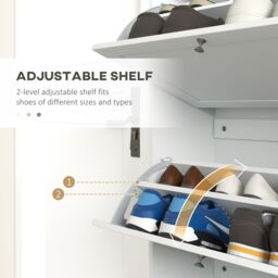 HOMCOM Narrow Shoe Cabinet w/ 3 Flip Drawers for 12-18 Pairs of Shoes White - thumbnail 5
