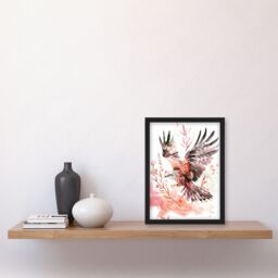 "Artery8 Red Kite in Flight Light Watercolour Painting Framed Art Print - Size: W12"" x H16""" - thumbnail 4