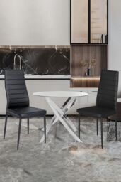 Living and Home Set of 6 Armless PU Leather High Back Dining Chairs in Black - thumbnail 6