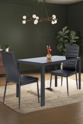 Living and Home Set of 6 Armless PU Leather High Back Dining Chairs in Black - thumbnail 4