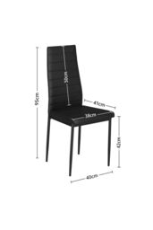 Living and Home Set of 6 Armless PU Leather High Back Dining Chairs in Black - thumbnail 2