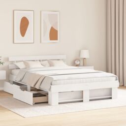 Berkfield Home with Drawer with Headboard with Storage White 140 x 200 cm Pine wood - thumbnail 5