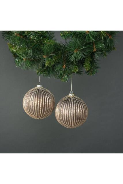 KDMD Titania 12cm Glass Bauble Rose Gold Set of 4 - image 1