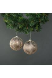 KDMD Titania 12cm Glass Bauble Rose Gold Set of 4