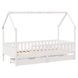 Berkfield Home Kids Bed Frame with Drawers without Mattress 80x200 cm Solid Wood in White - thumbnail 3