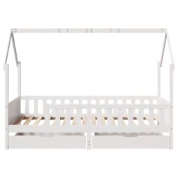 Berkfield Home Kids Bed Frame with Drawers without Mattress 80x200 cm Solid Wood in White - thumbnail 4