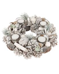 Dibor Set of 2 Wild Wonderland Xmas Table Decoration Centrepiece Christmas Christmas Décor Candle Holders 30cm in White - Size: 2 Pack - thumbnail 2