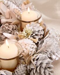 Dibor Set of 2 Wild Wonderland Xmas Table Decoration Centrepiece Christmas Christmas Décor Candle Holders 30cm in White - Size: 2 Pack - thumbnail 3