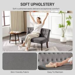 Wyld Haus Nolali Charcoal Grey Velvet Feel Wingback 2 Seater Sofa Button Tufted - thumbnail 5